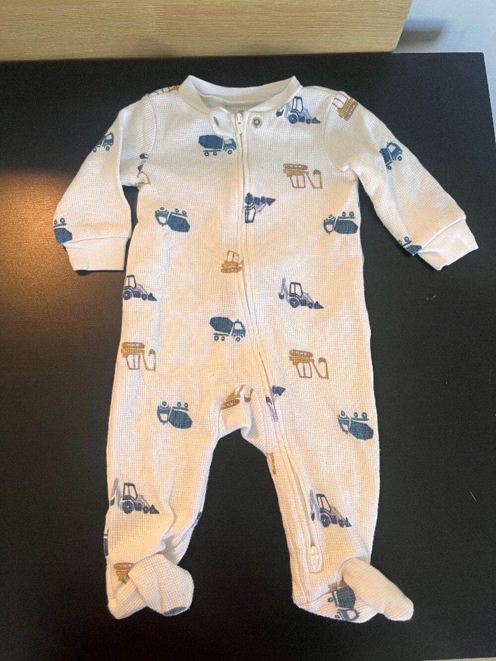[$2 in a bundle] Carter's 6m waffle footie pajama with construction pattern